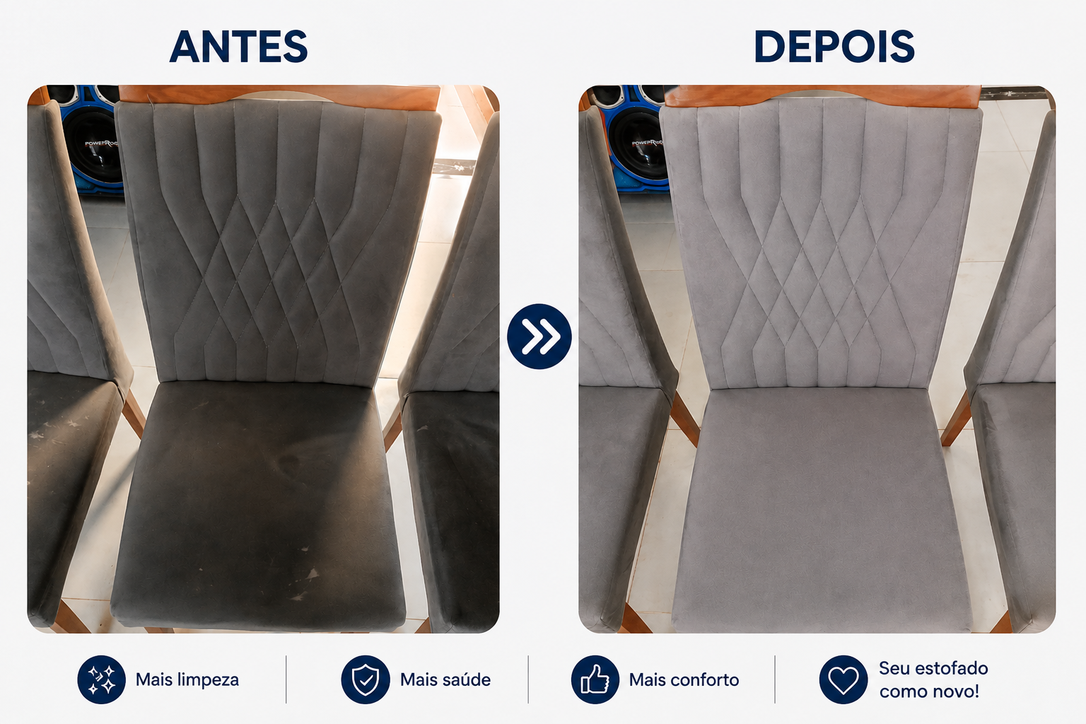 Antes e depois da higienização realizada pela GM